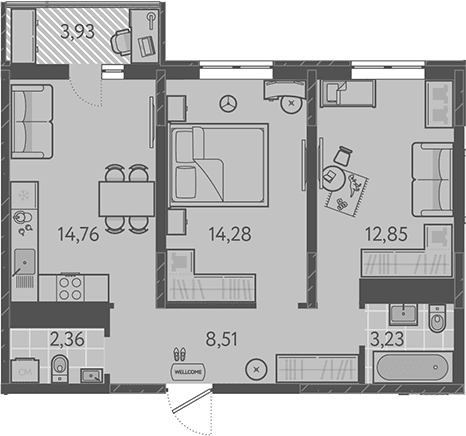 Продается 2-комн. квартира, 55.99 м²