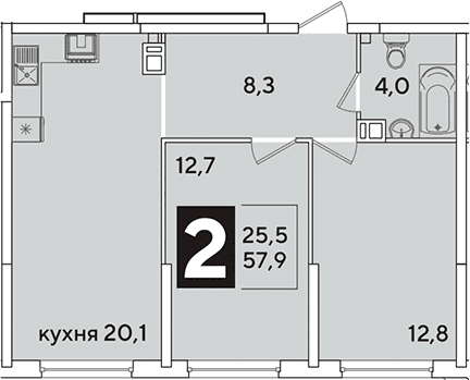 Продается 3-комн. квартира, 57.9 м²