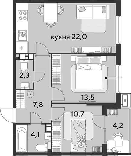 Продается 3-комн. квартира, 60.4 м²