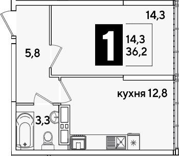 Продается 1-комн. квартира, 36.2 м²