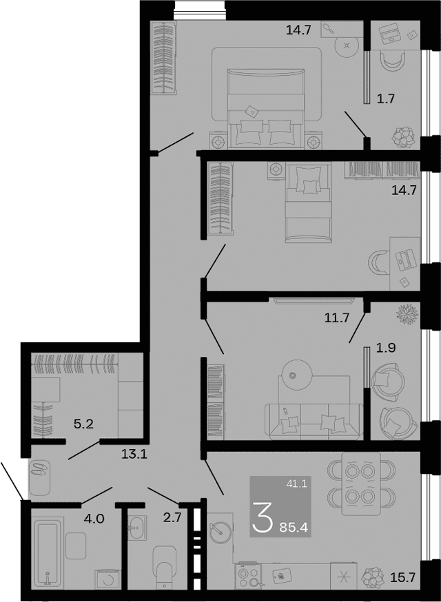 Продается 3-комн. квартира, 81.8 м²