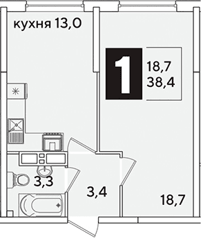 Продается 1-комн. квартира, 38.4 м²