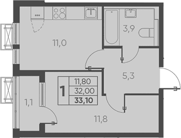 Продается 1-комн. квартира, 32 м²