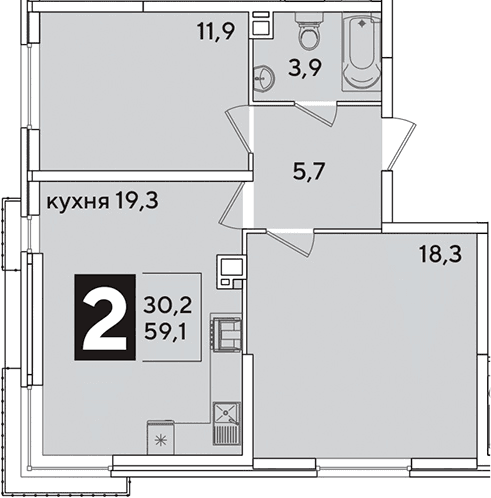 Продается 3-комн. квартира, 59.6 м²