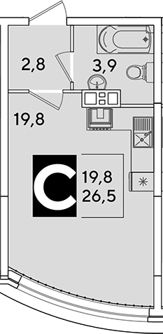 Продается 1-комн. квартира, 26.5 м²