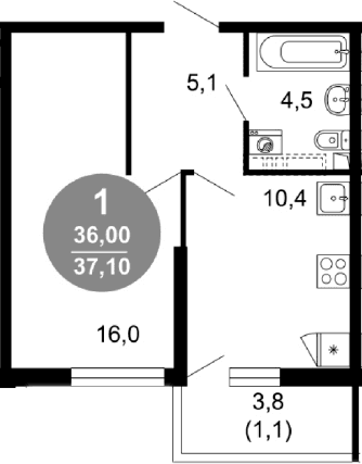 Продается 1-комн. квартира, 36 м²