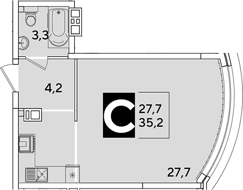 Продается 1-комн. квартира, 35.2 м²