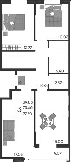 Продается 3-комн. квартира, 75.66 м²