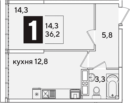 Продается 1-комн. квартира, 36.2 м²