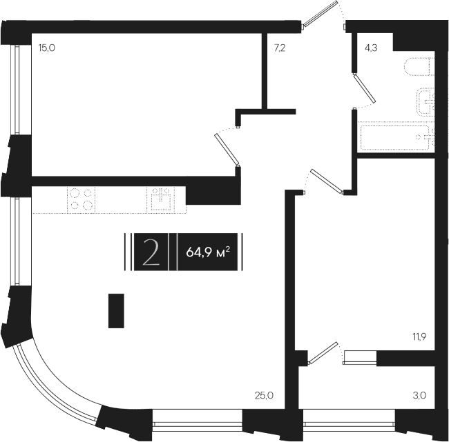 Продается 2-комн. квартира, 63.4 м²