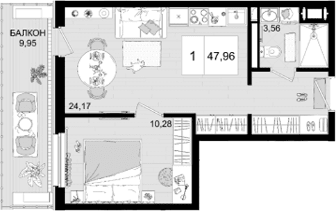 Продается 2-комн. квартира, 38.01 м²