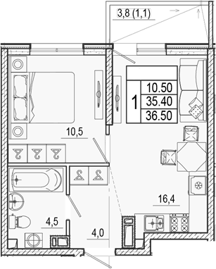 Продается 2-комн. квартира, 35.4 м²