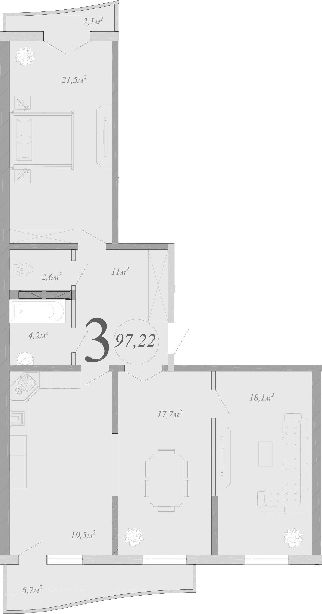 Продается 4-комн. квартира, 94.58 м²