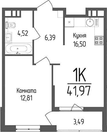 Продается 1-комн. квартира, 40.22 м²