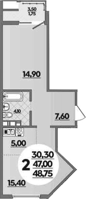 Продается 2-комн. квартира, 47 м²