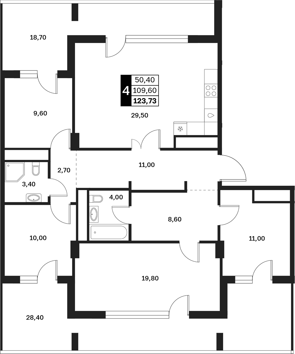 Продается 4-комн. квартира, 109.6 м²