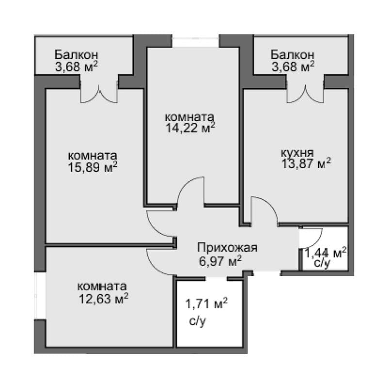 Продается 3-комн. квартира, 63.94 м²