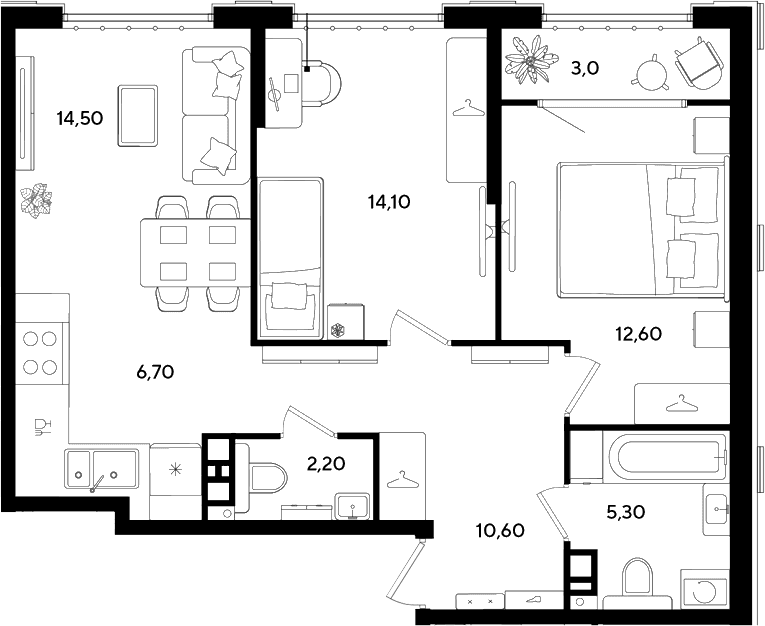 Продается 2-комн. квартира, 66 м²
