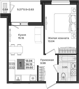 Продается 1-комн. квартира, 36.13 м²