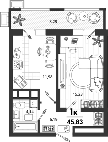 Продается 1-комн. квартира, 37.54 м²