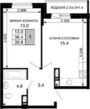 Продается 1-комн. квартира, 38.4 м²