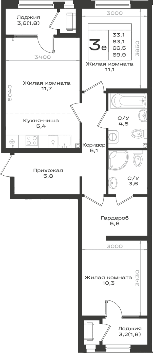 Продается 3-комн. квартира, 63.1 м²