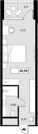 Продается 1-комн. квартира, 25.87 м²