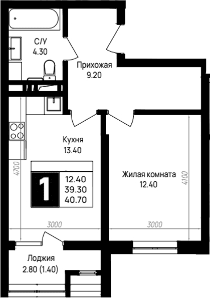 Продается 1-комн. квартира, 39.3 м²