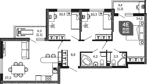 Продается 4-комн. квартира, 80 м²
