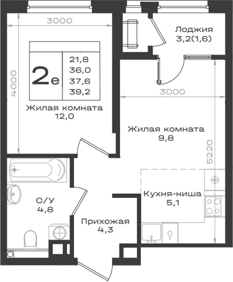 Продается 2-комн. квартира, 36 м²