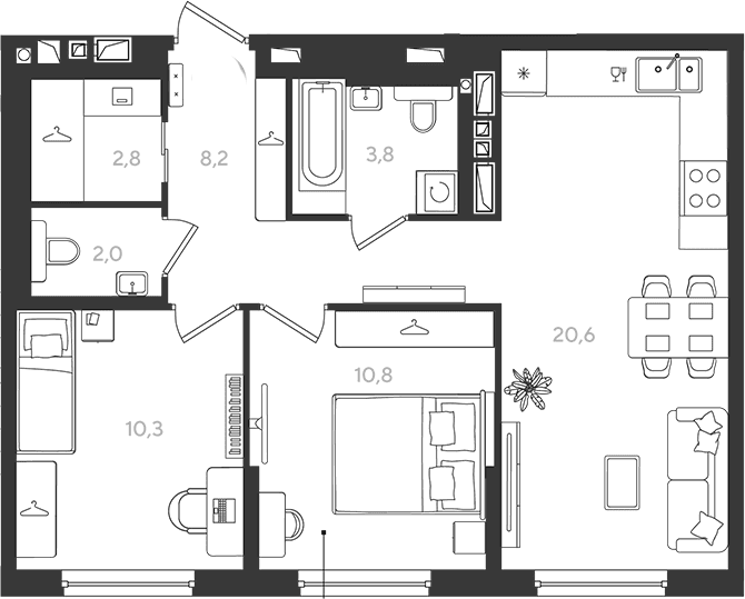 Продается 2-комн. квартира, 58.5 м²