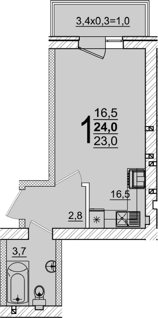 Продается 1-комн. квартира, 23 м²