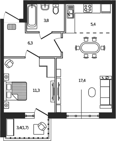 Продается 2-комн. квартира, 44.2 м²