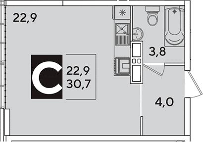 Продается 1-комн. квартира, 30.7 м²
