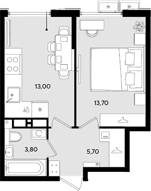 Продается 1-комн. квартира, 36.2 м²