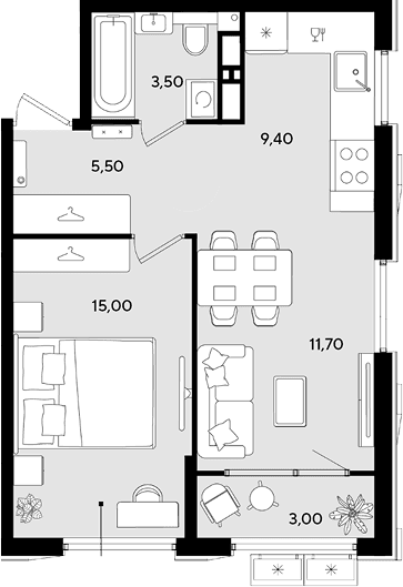Продается 2-комн. квартира, 45.1 м²