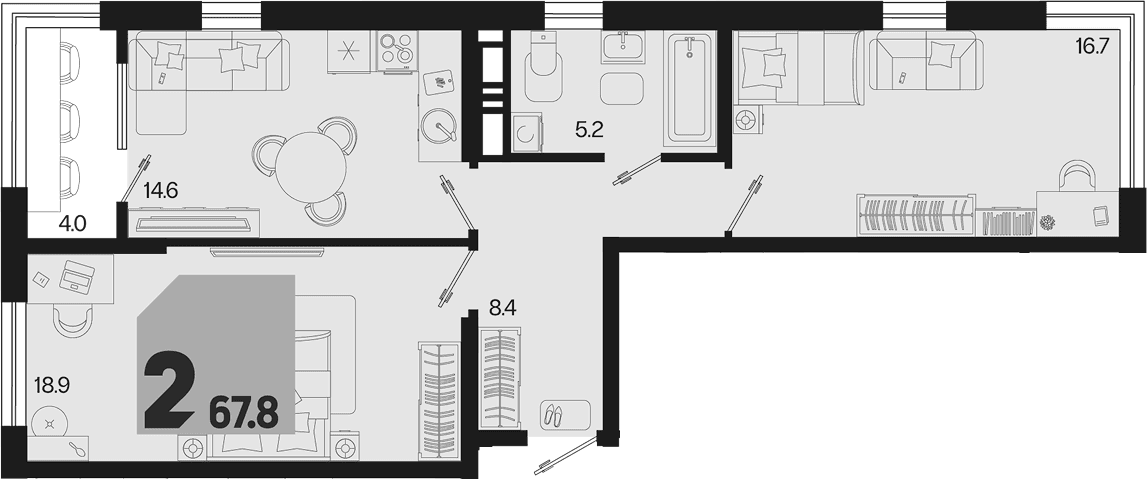 Продается 2-комн. квартира, 63.8 м²