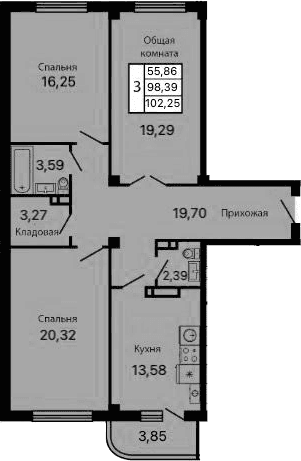 Продается 3-комн. квартира, 98.4 м²