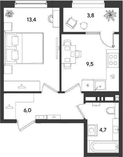Продается 1-комн. квартира, 33.6 м²