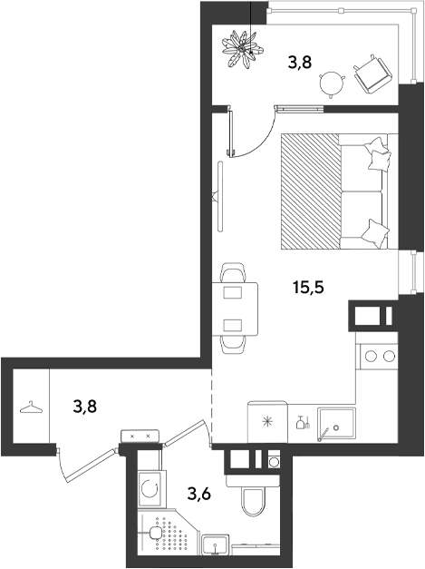 Продается 1-комн. квартира, 22.9 м²