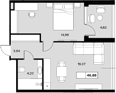 Продается 1-комн. квартира, 42.2 м²