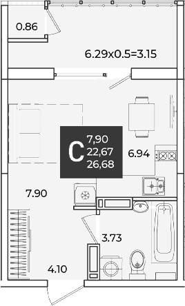 Продается 1-комн. квартира, 22.67 м²