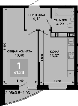 Продается 1-комн. квартира, 40.2 м²