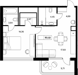 Продается 1-комн. квартира, 47.41 м²