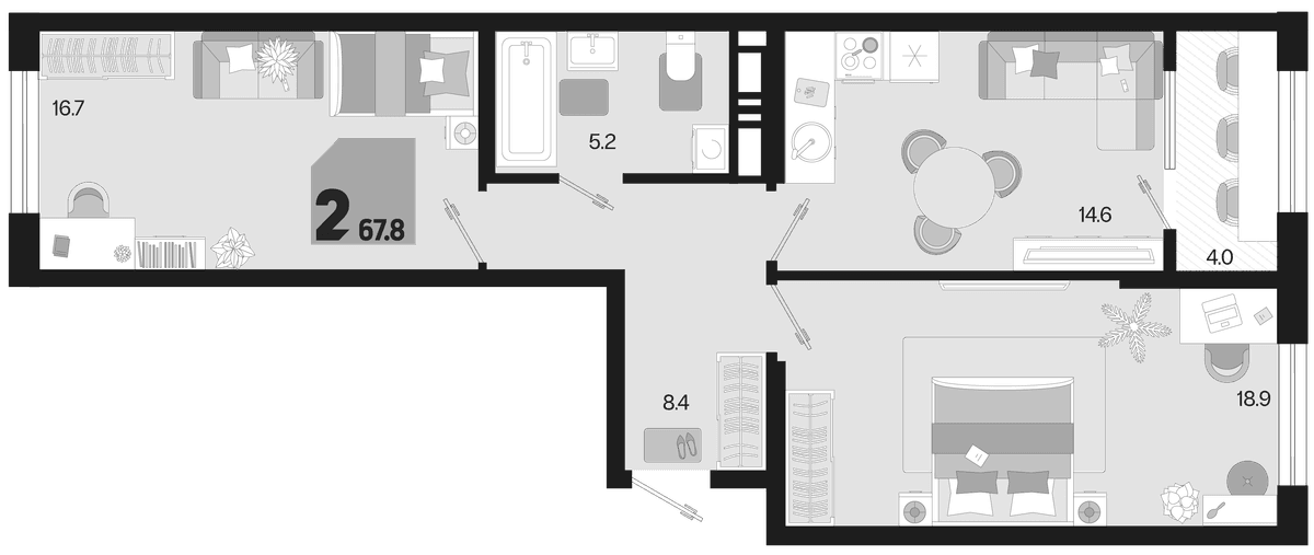 Продается 2-комн. квартира, 63.8 м²