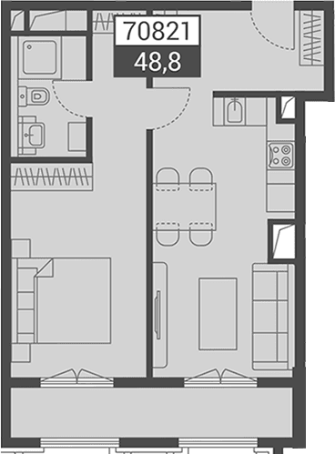 Продается 1-комн. квартира, 48.8 м²