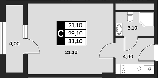 Продается 1-комн. квартира, 29.1 м²