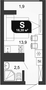 Продается 1-комн. квартира, 16.4 м²