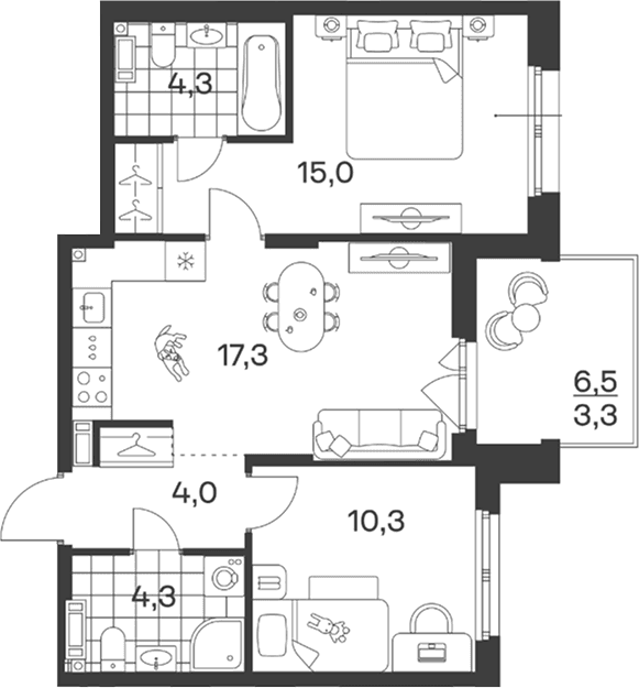 Продается 3-комн. квартира, 55.2 м²