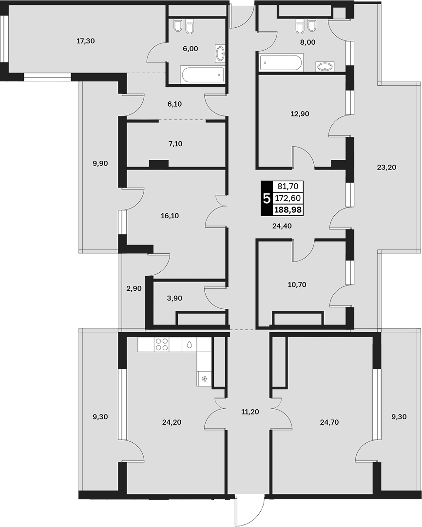 Продается 5-комн. квартира, 172.6 м²